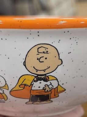 Rae Dunn Charlie Brown Halloween Ceramic Bowl - White and Orange